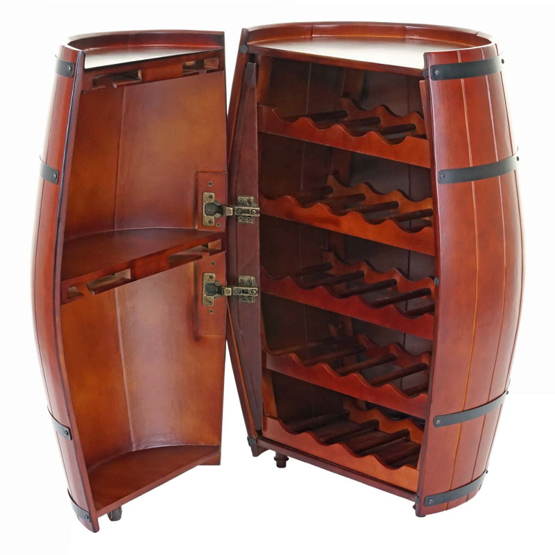 Étagère à vin tonneau avec porte 85x52x52cm, 23 bouteilles