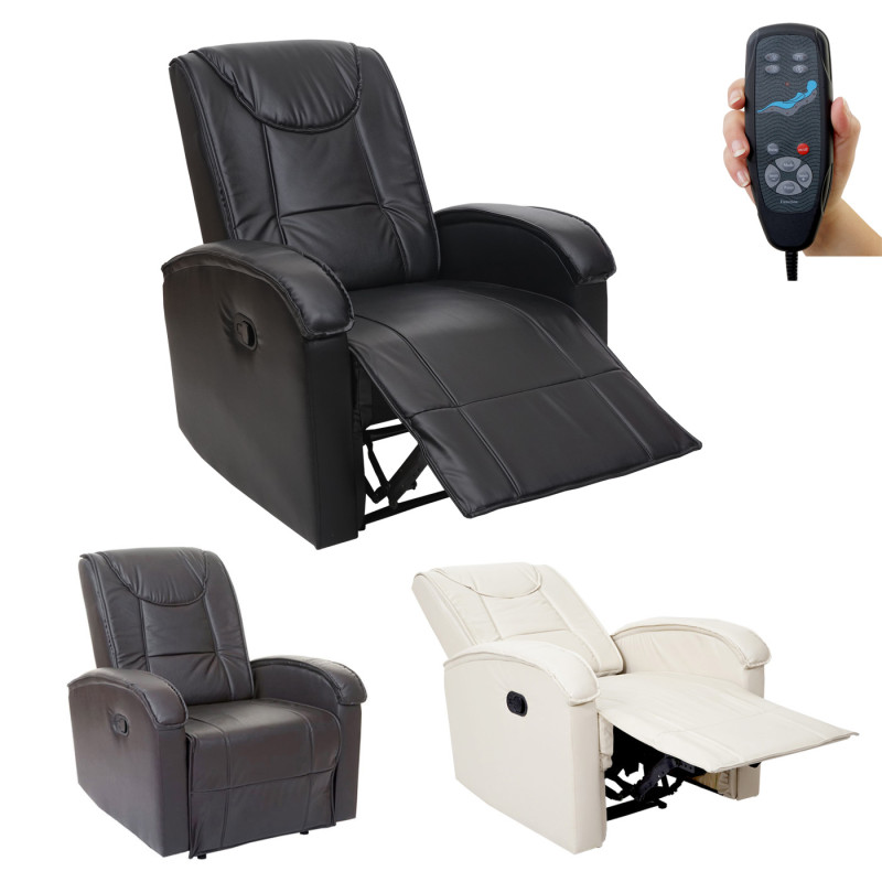 Fauteuil de télévision fauteuil relax, chaise longue, similicuir, fonction de chauffage - marron