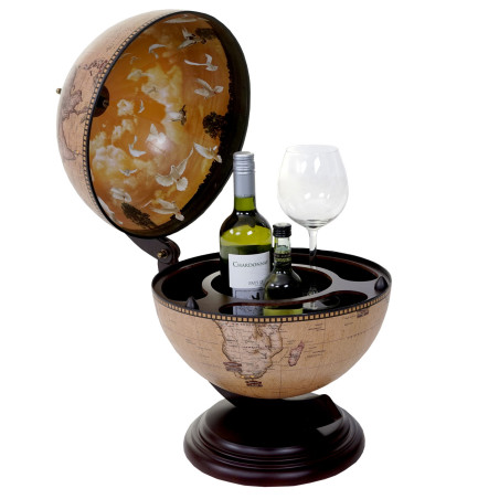 Globe terrestre, bar de table minibar pour 3 bouteilles