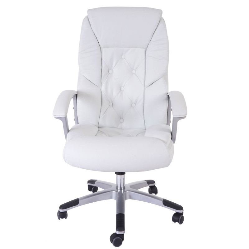 Fauteuil de bureau pro L42 XXL, charge 150kg, similicuir - blanc