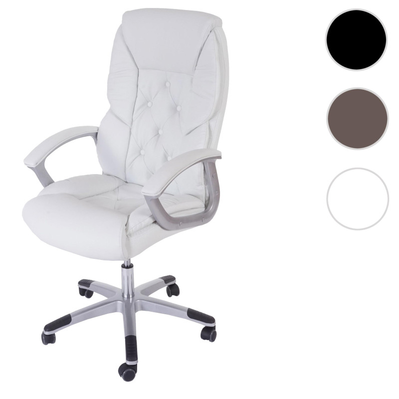 Fauteuil de bureau pro L42 XXL, charge 150kg, similicuir - blanc