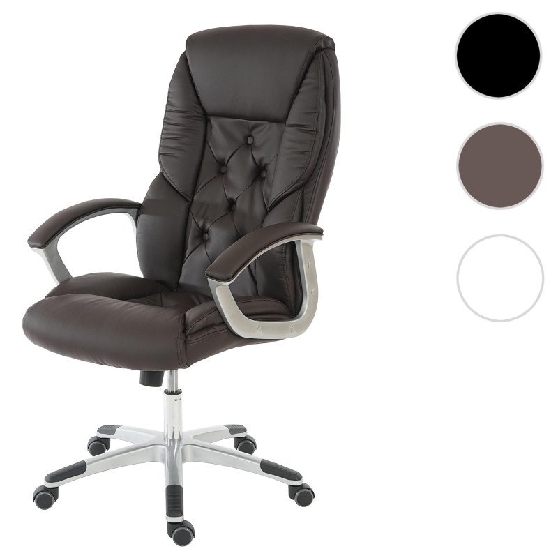 Fauteuil de bureau pro L42 XXL, charge 150kg, similicuir - marron