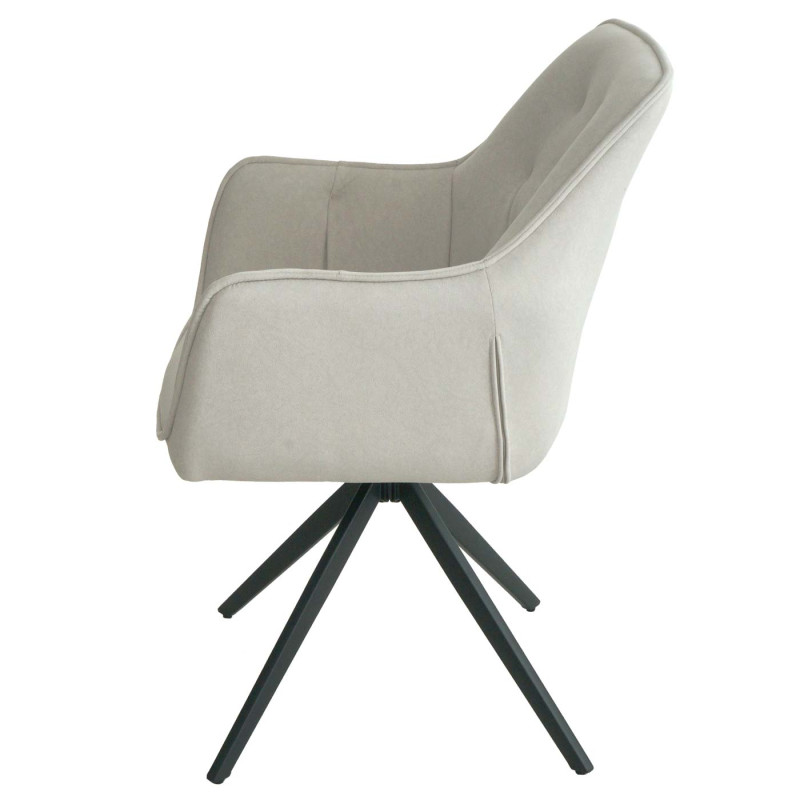 Lot de 6 chaises de salle à manger rembourrée chaise avec accoudoirs, pivotante, métal tissu/textile - crème-beige