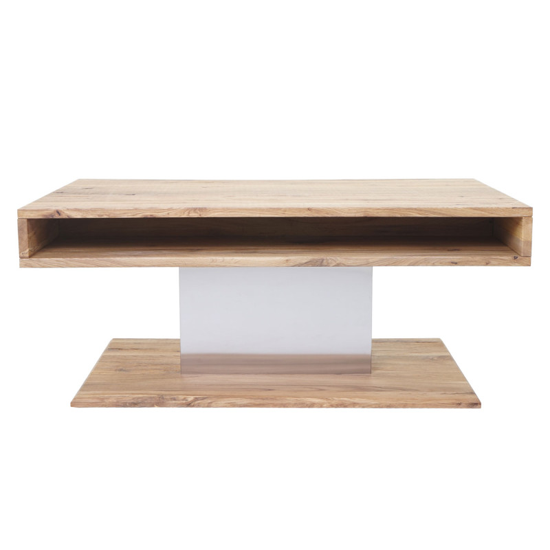 MCA table basse de salon HL design Mattia, chêne massif rustique, 40x95x60cm