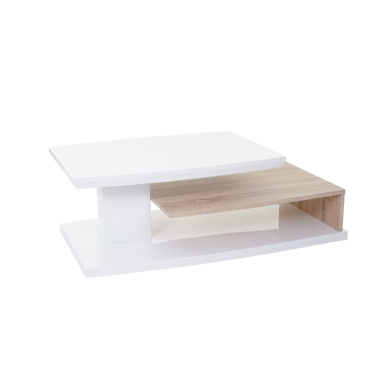 MCA table basse de salon HL design Corinne, aspect chêne, poli fin, rotatif 40x115x60cm