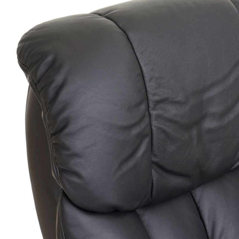 MCA fauteuil relax Calgary XXL, fauteuil de télévision avec tabouret, cuir, charge 180kg - noir, aspect noix