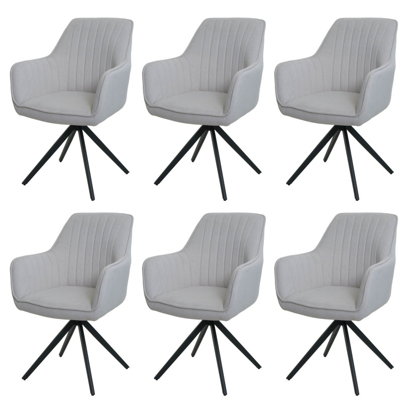 Lot de 6 chaises de salle à manger avec accoudoirs, pivotante Auto-Position tissu/textile - crème-beige
