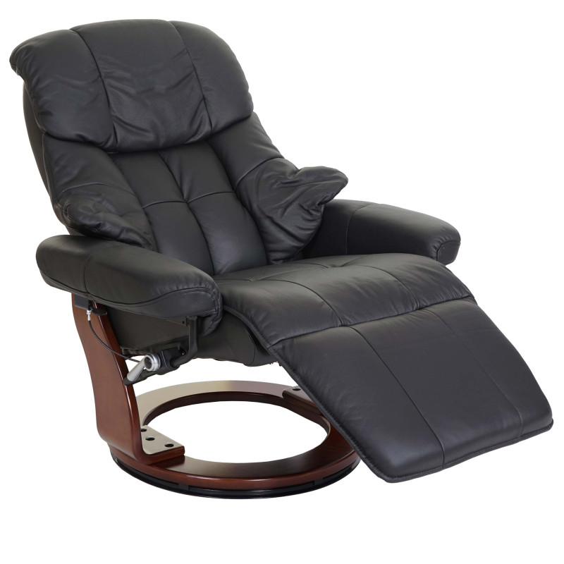 MCA fauteuil relax Calgary 2, fauteuil de télévision, cuir, charge 150kg - noir, couleur noix