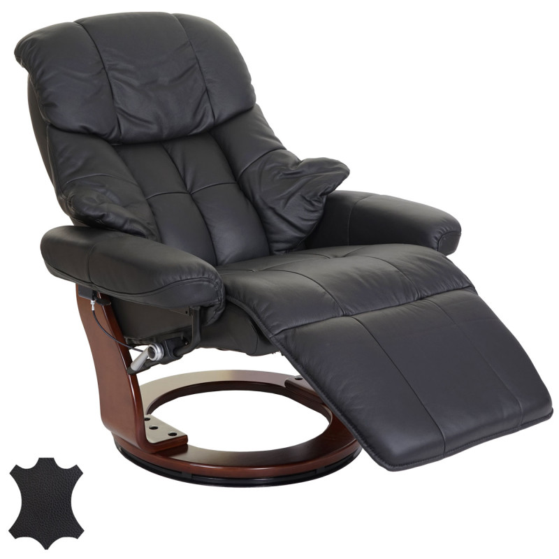 MCA fauteuil relax Calgary 2, fauteuil de télévision, cuir, charge 150kg - noir, couleur noix