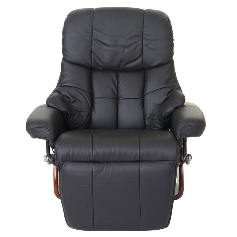 MCA fauteuil relax Calgary 2, fauteuil de télévision, cuir, charge 150kg - noir, couleur noix