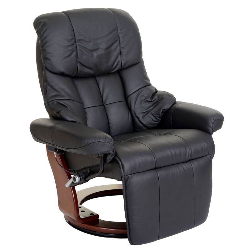 MCA fauteuil relax Calgary 2, fauteuil de télévision, cuir, charge 150kg - noir, couleur noix