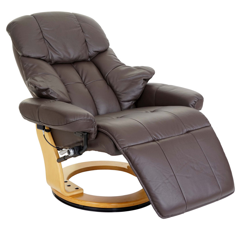 MCA fauteuil relax Calgary 2, fauteuil de télévision, cuir, charge 150kg - marron, nature