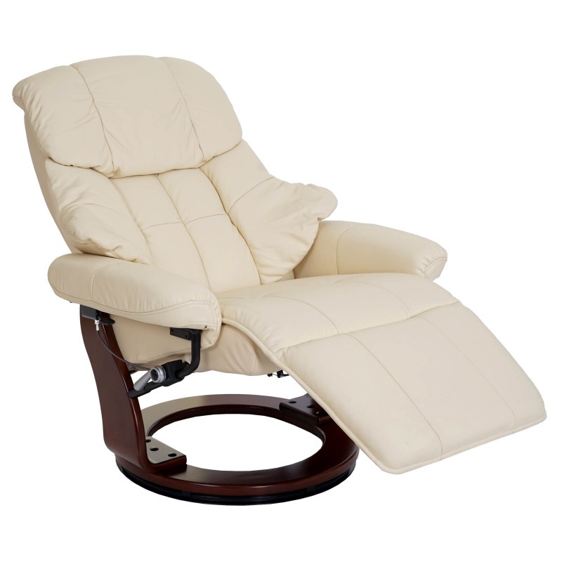 MCA fauteuil relax Calgary 2, fauteuil de télévision, cuir, charge 150kg - crème, couleur noix