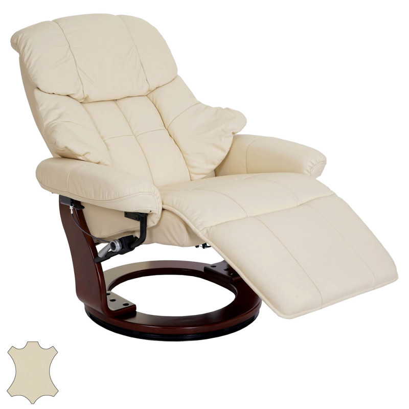 MCA fauteuil relax Calgary 2, fauteuil de télévision, cuir, charge 150kg - crème, couleur noix