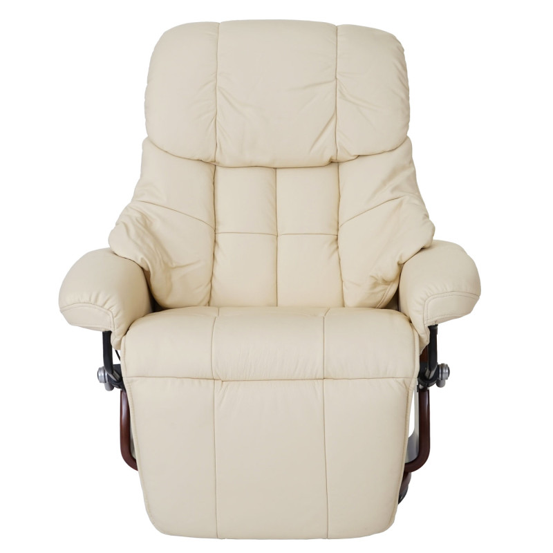 MCA fauteuil relax Calgary 2, fauteuil de télévision, cuir, charge 150kg - crème, couleur noix