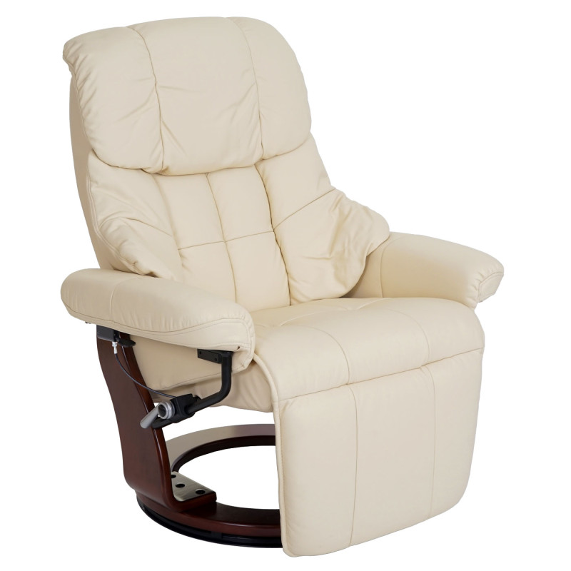 MCA fauteuil relax Calgary 2, fauteuil de télévision, cuir, charge 150kg - crème, couleur noix