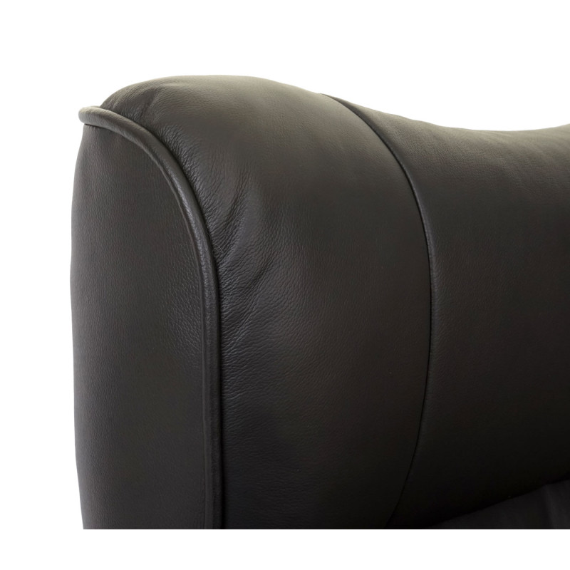 Robas Lund fauteuil relax Montreal, fauteuil de télévision, tabouret, cuir, charge 130kg - noir, doré