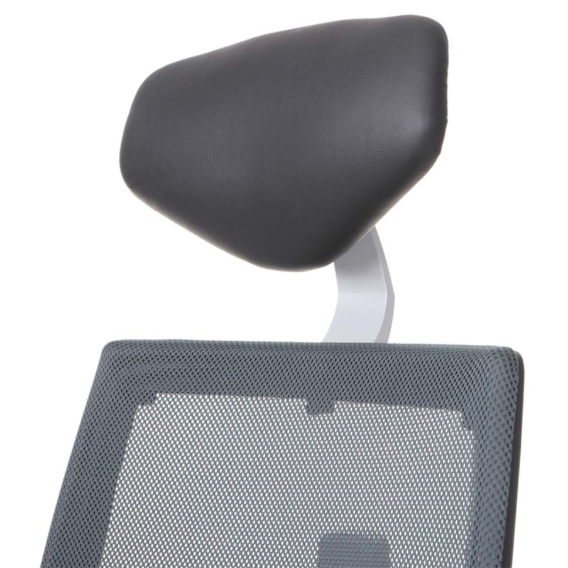 Fauteuil de bureau MERRYFAIR Trek, chaise pivotante, cuir / filet ISO9001, charge 130kg, noir