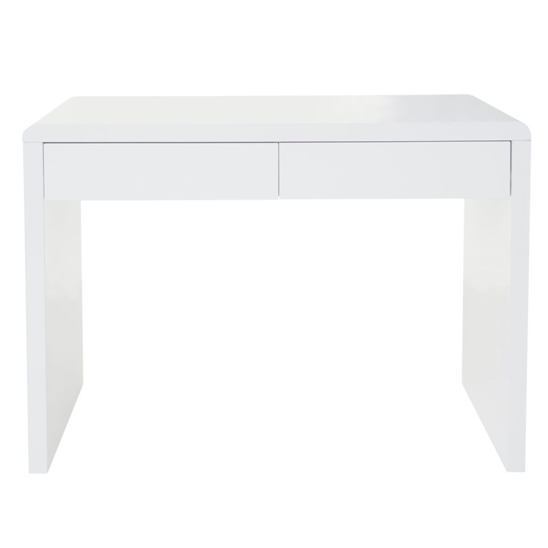 Bureau design Edmonton, table de bureau / ordinateur, poli fin 100x50cm - blanc