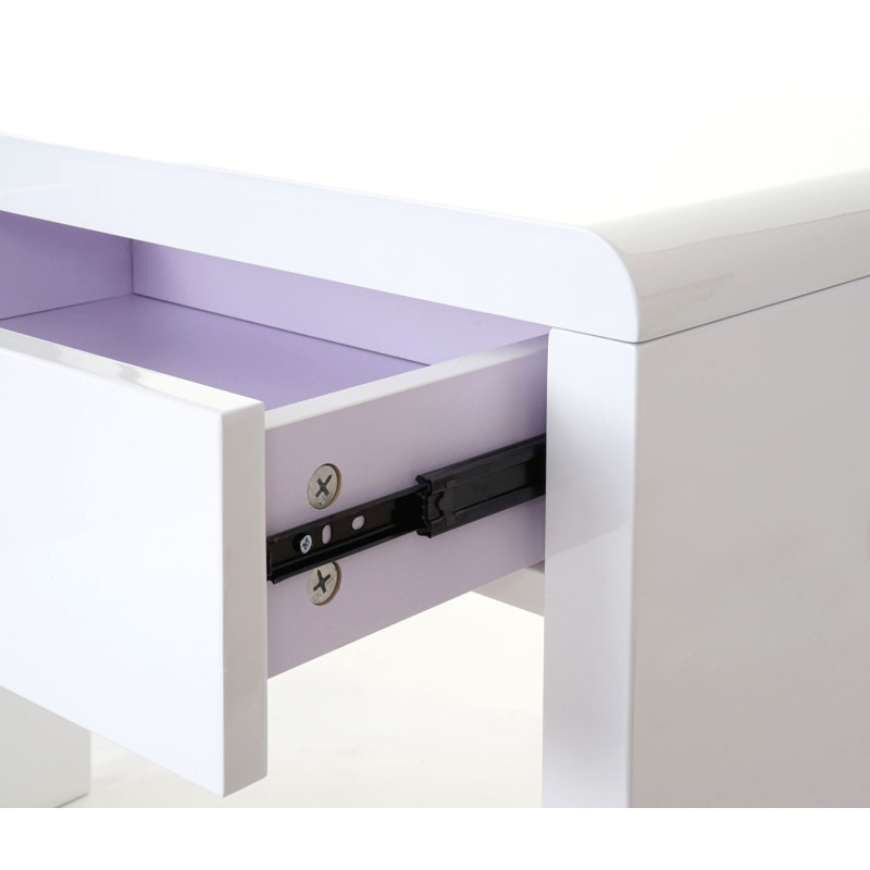 Bureau design Edmonton, table de bureau / ordinateur, poli fin 100x50cm - blanc