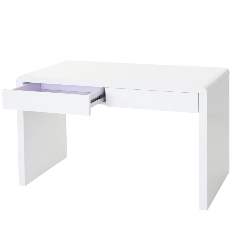 Bureau design Edmonton, table de bureau / ordinateur, poli fin 120x50cm - blanc