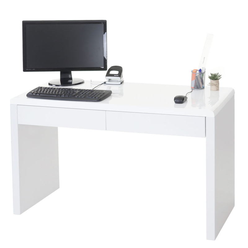 Bureau design Edmonton, table de bureau / ordinateur, poli fin 120x50cm - blanc