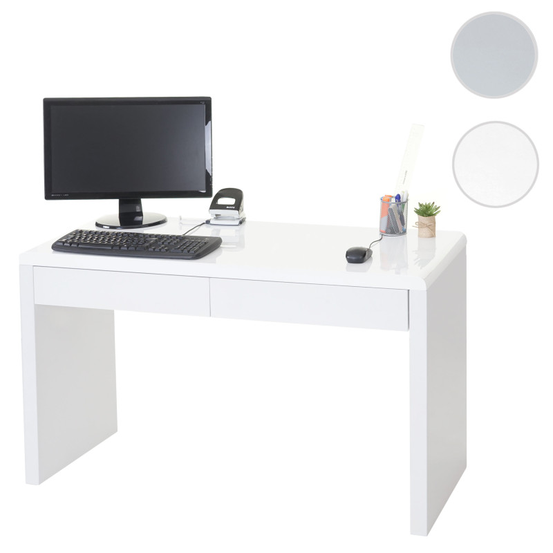 Bureau design Edmonton, table de bureau / ordinateur, poli fin 120x50cm - blanc