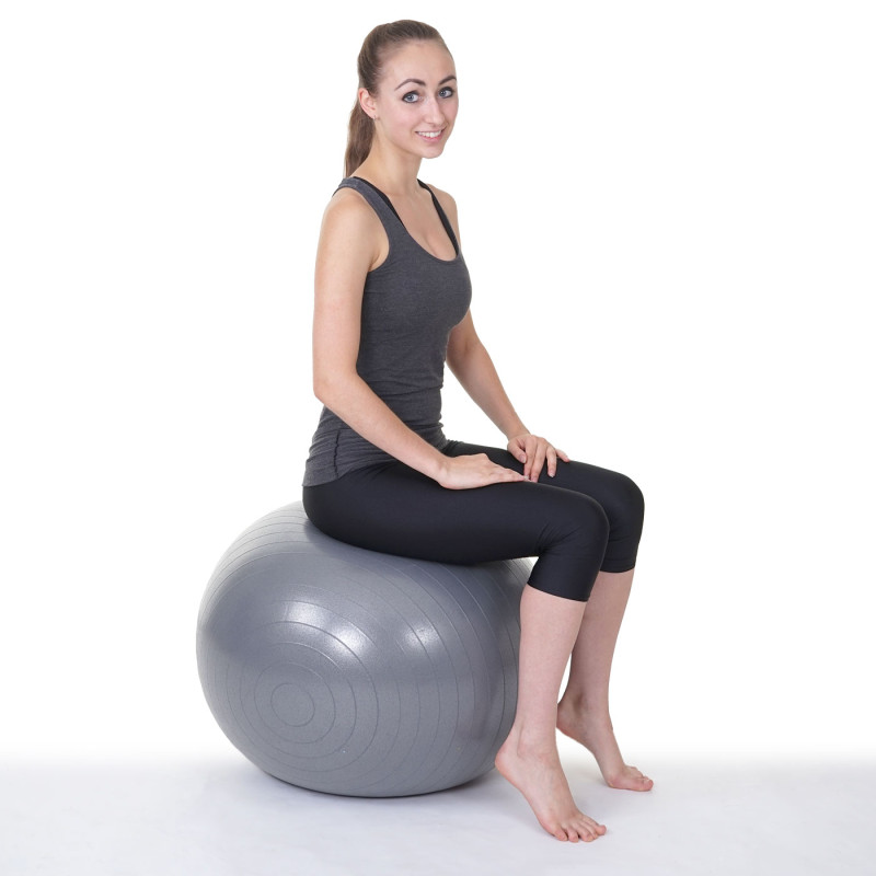 Ballon de gymnastique Lamego, ballon suisse, ballon de yoga / fitness, Ø 65cm - gris