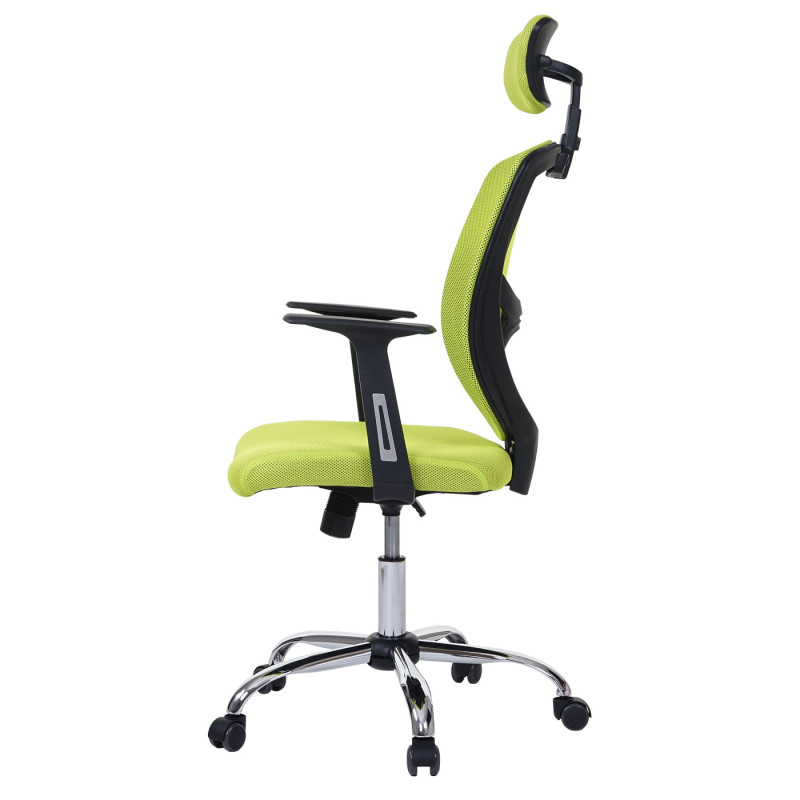 Fauteuil de bureau Barrie, chaise pitovante, fauteuil directorial, filet, tissu - vert