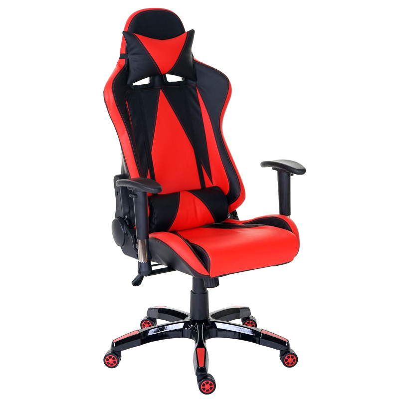 Chaise fauteuil de bureau Loksa T682 XXL, chaise pivotante, charge 150kg similicuir - rouge