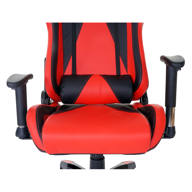 Chaise fauteuil de bureau Loksa T682 XXL, chaise pivotante, charge 150kg similicuir - rouge