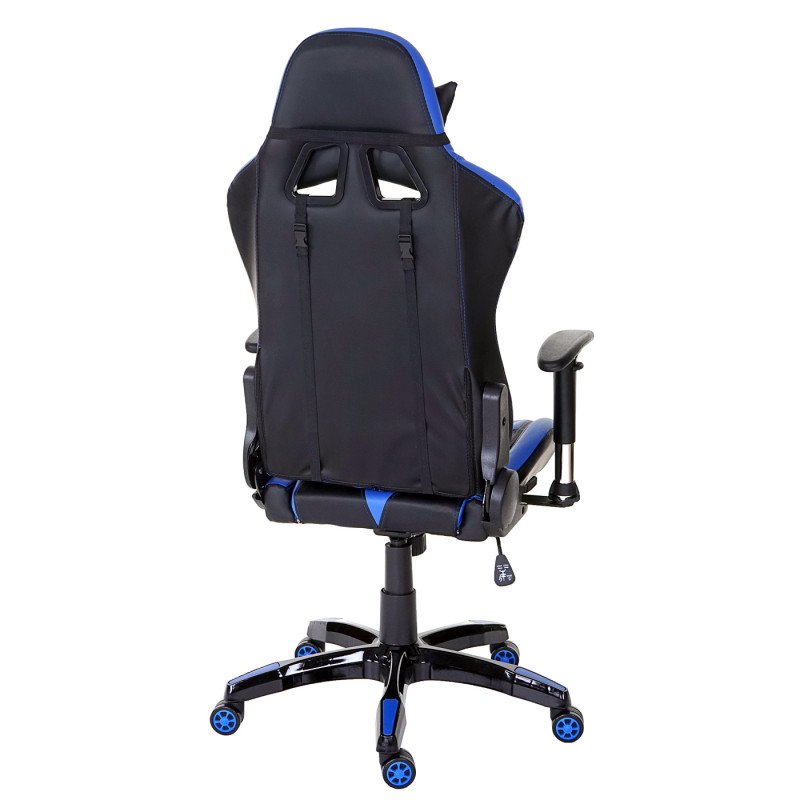 Chaise fauteuil de bureau Loksa T682 XXL, chaise pivotante, charge 150kg similicuir - bleu
