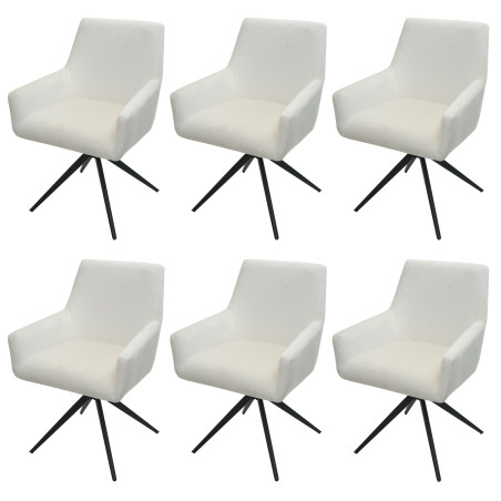 Lot de 6 chaises de salle à manger  accoudoir pivotant Auto-Position tissu/textile - crème-beige