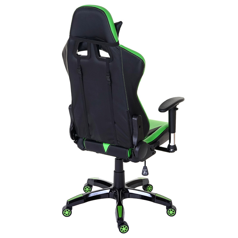 Chaise fauteuil de bureau Loksa T682 XXL, chaise pivotante, charge 150kg similicuir - vert