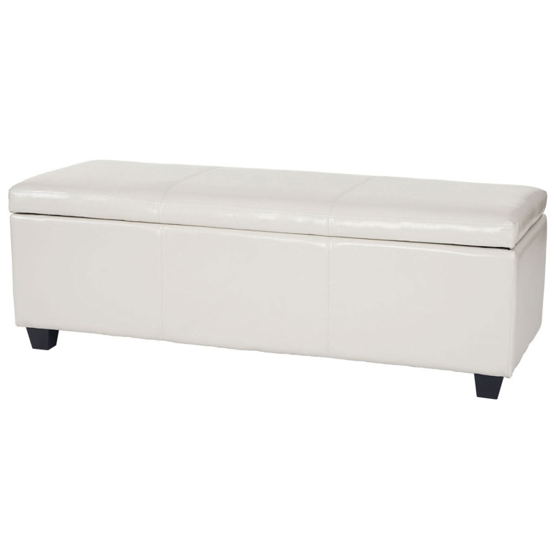 Banquette Manta, coffre de garde en dépôt, banc, similicuir, 41x121x45cm - crème