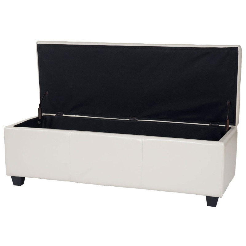 Banquette Manta, coffre de garde en dépôt, banc, similicuir, 41x121x45cm - crème