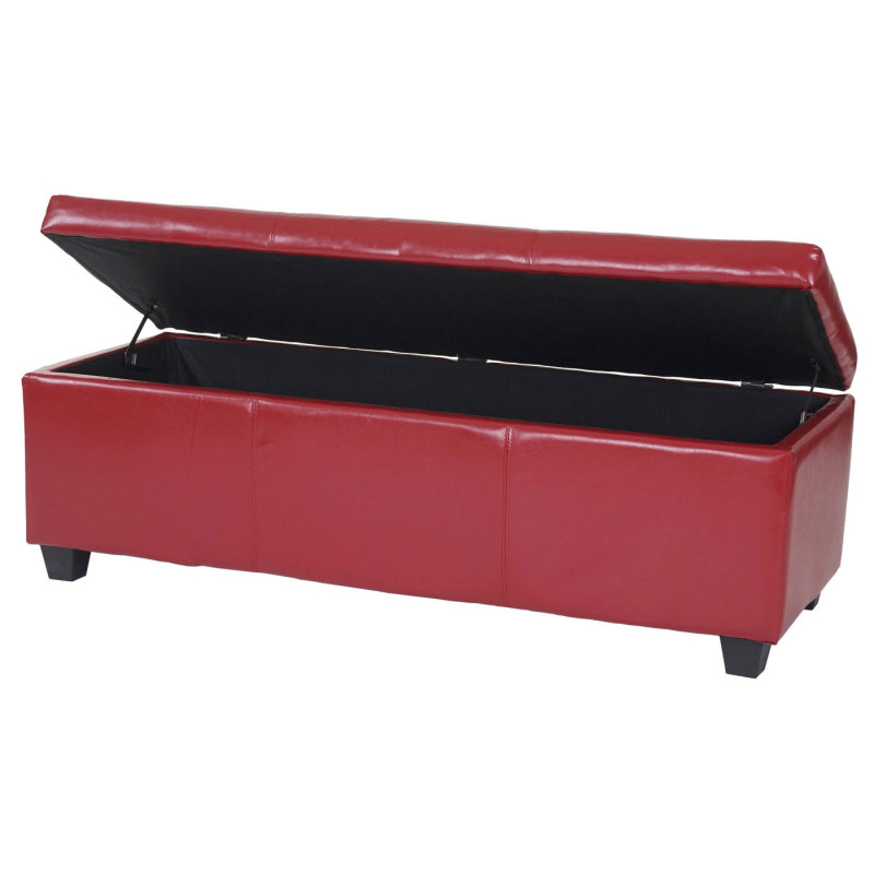 Banquette Manta, coffre de garde en dépôt, banc, similicuir, 41x121x45cm - rouge