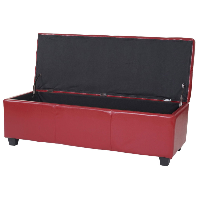 Banquette Manta, coffre de garde en dépôt, banc, similicuir, 41x121x45cm - rouge