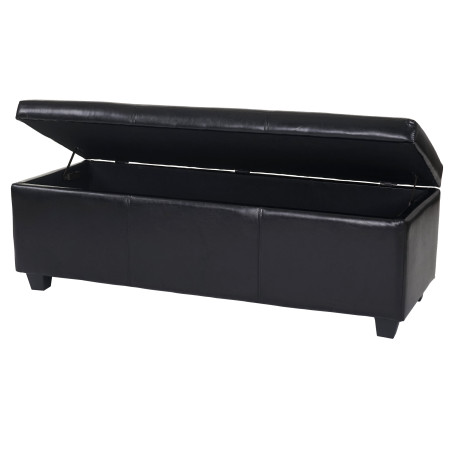 Banquette Manta, coffre de garde en dépôt, banc, similicuir, 41x121x45cm - noir