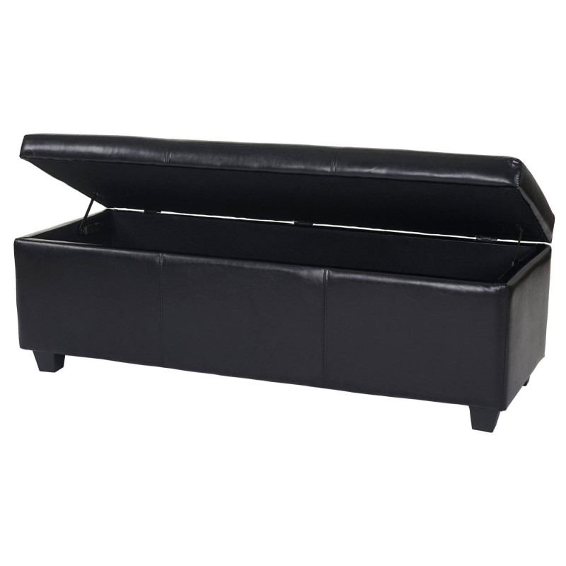 Banquette Manta, coffre de garde en dépôt, banc, similicuir, 41x121x45cm - noir