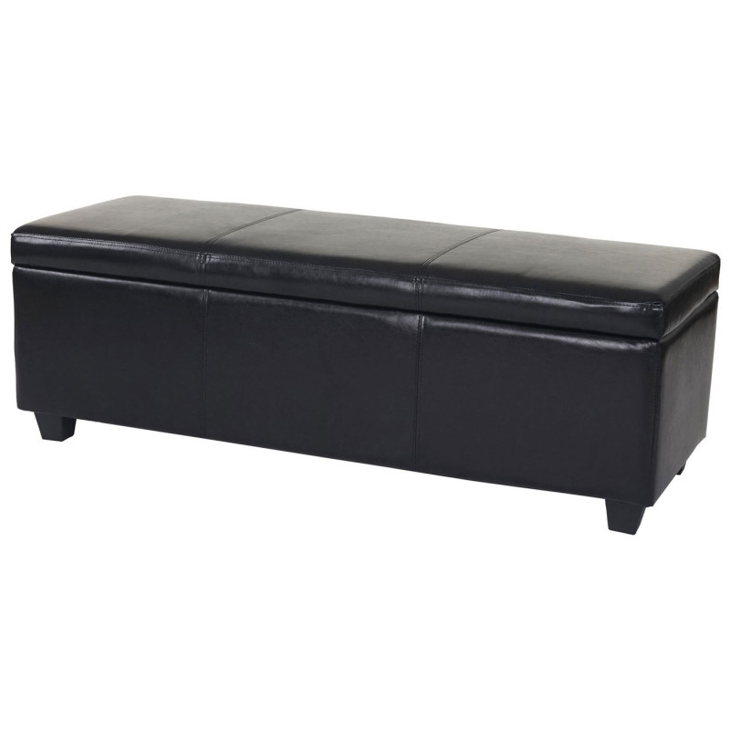 Banquette Manta, coffre de garde en dépôt, banc, similicuir, 41x121x45cm - noir