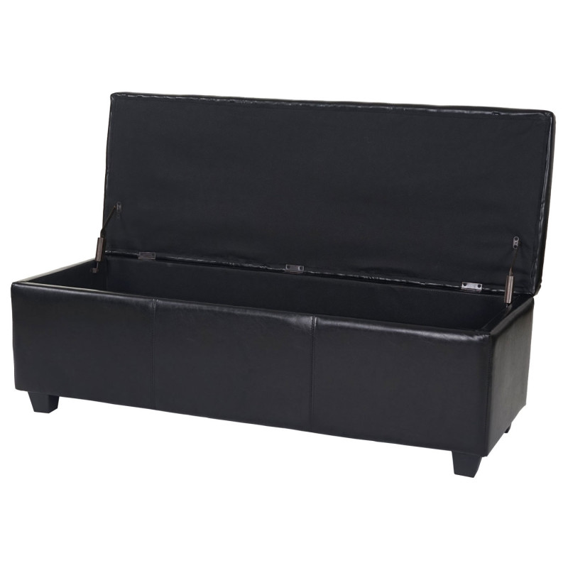 Banquette Manta, coffre de garde en dépôt, banc, similicuir, 41x121x45cm - noir