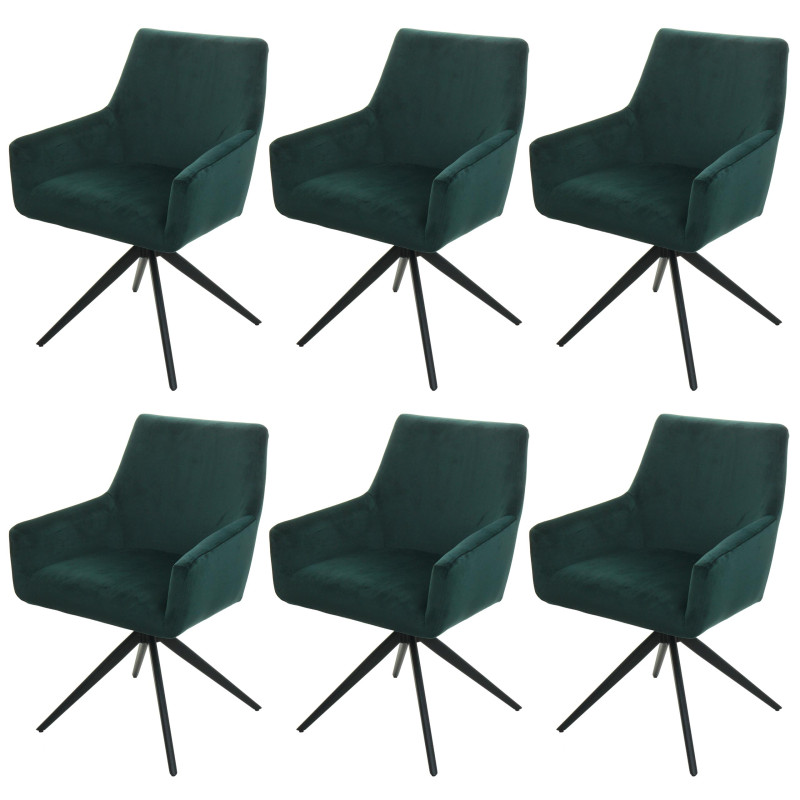 Lot de 6 chaises de salle à manger  accoudoir pivotant Auto-Position tissu/textile - vert