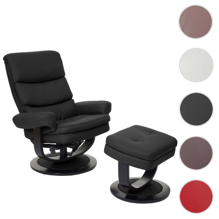 Fauteuil relax Turda, fauteuil de télévision, avec tabouret + casier, similicuir - crème