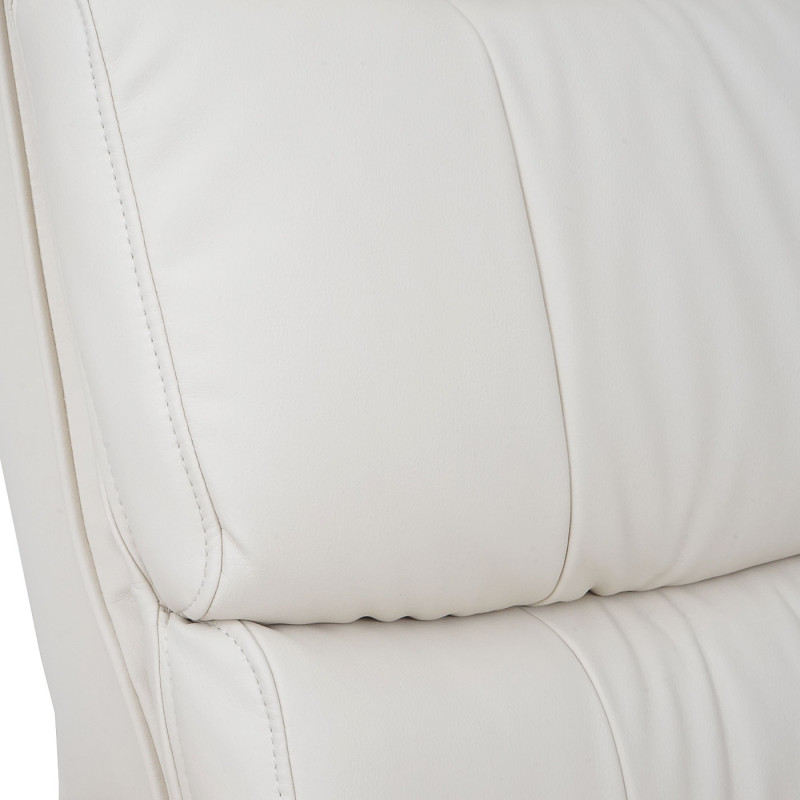Fauteuil relax Turda, fauteuil de télévision, avec tabouret + casier, similicuir - crème