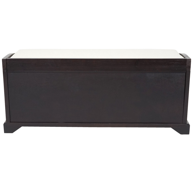 Banquette Bienne, boîte de rangement, 3 paniers, treillis en rotin, 112x46x37cm - foncé