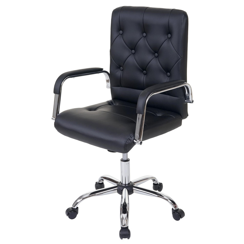 Fauteuil de bureau Blackpool, chaise pivotante, fauteuil directorial, similicuir noir