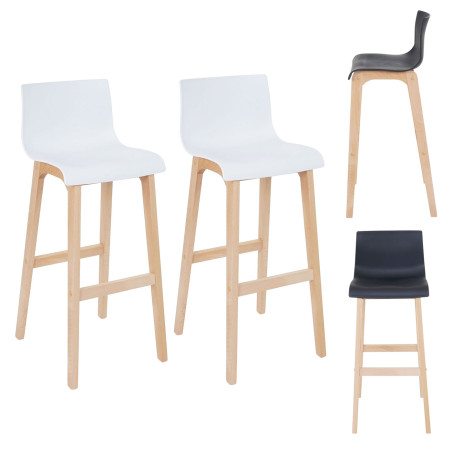 2x tabouret de bar Saskatoon, chaise de comptoir avec dossier, similicuir - blanc