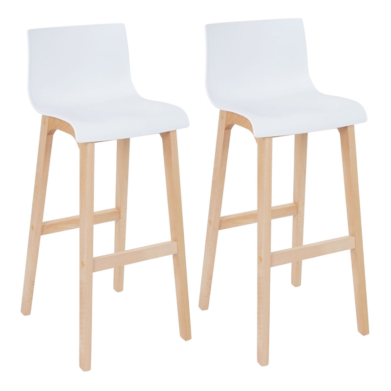 2x tabouret de bar Saskatoon, chaise de comptoir avec dossier, similicuir - blanc