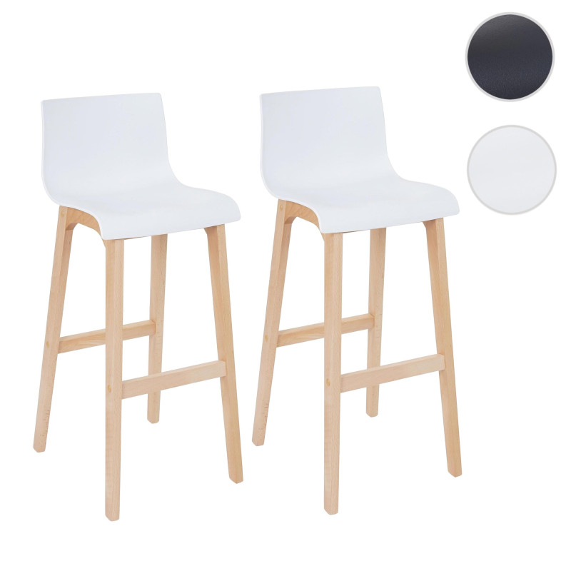 2x tabouret de bar Saskatoon, chaise de comptoir avec dossier, similicuir - blanc